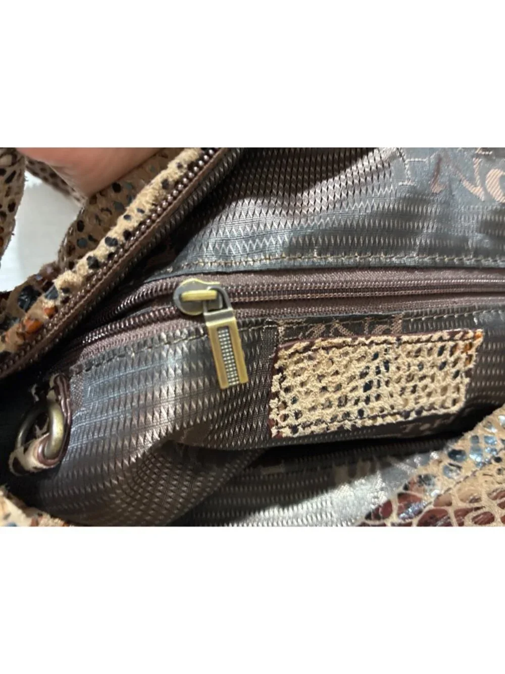 The Find purse womens Bronze Snake Print Top Handle Satchel Handbag